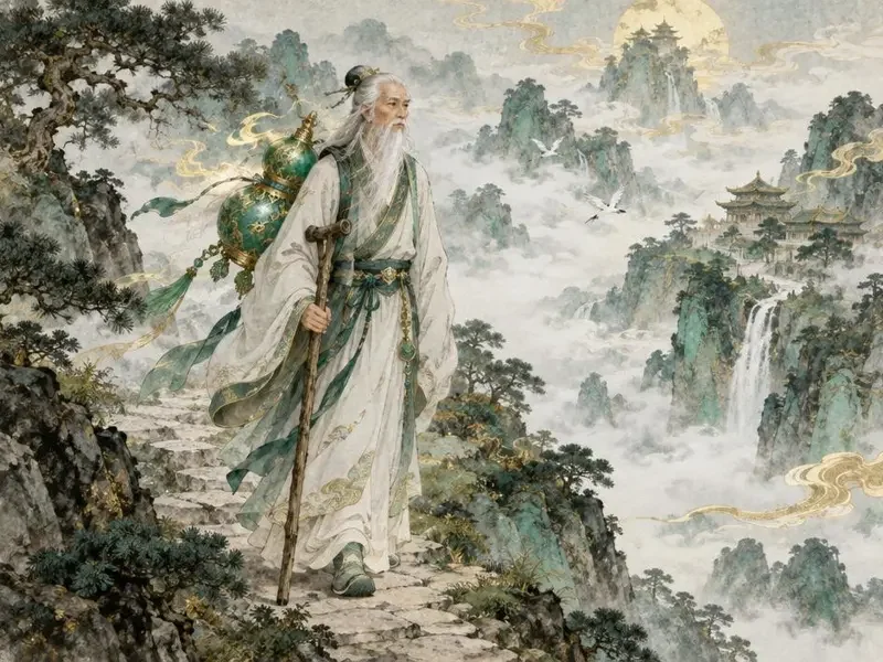 铁拐李的葫芦 - 香蕉短剧神怪传说插画